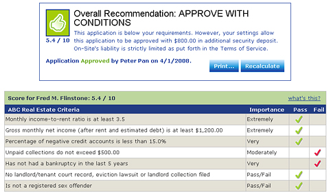 Recommendation Screen